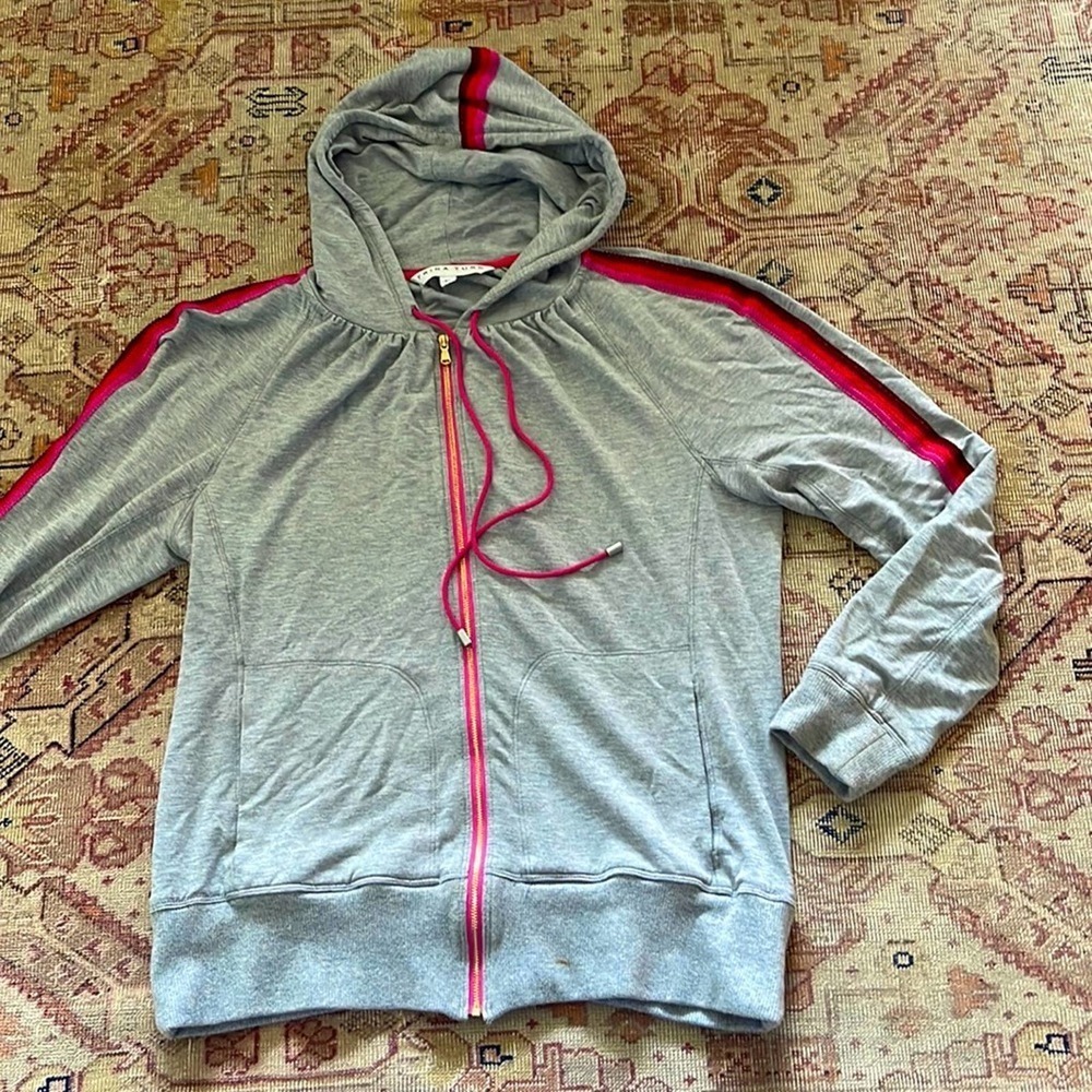 Trina Turk Heather grey zip up hoodie medium